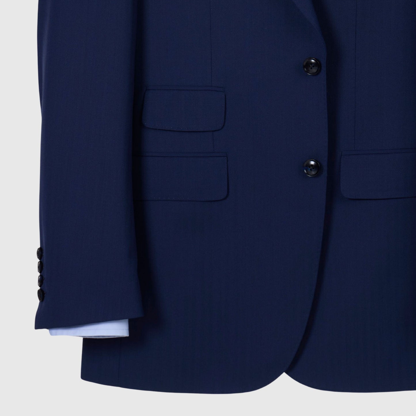 Peak Lapel Navy Herringbone Wool Suit