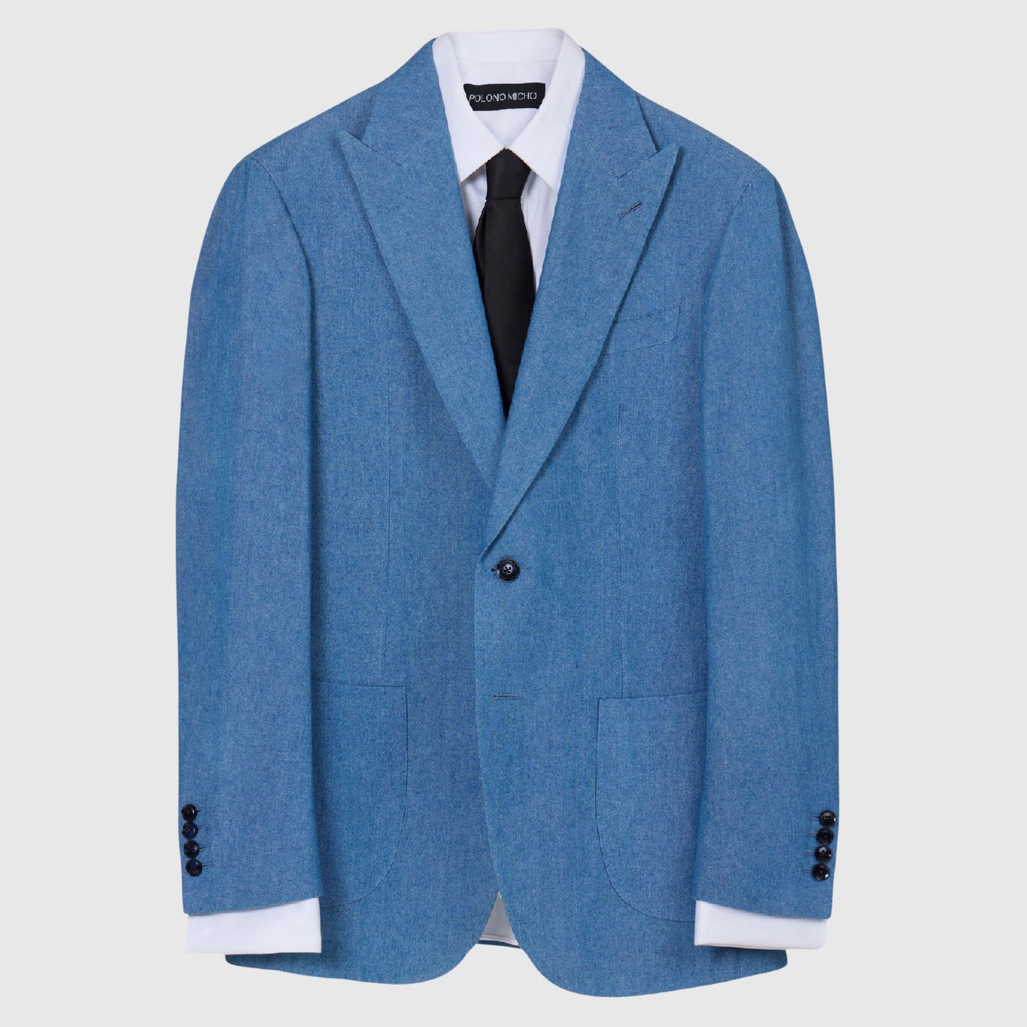 Peak Lapel Lightweight Blue Denim Suit