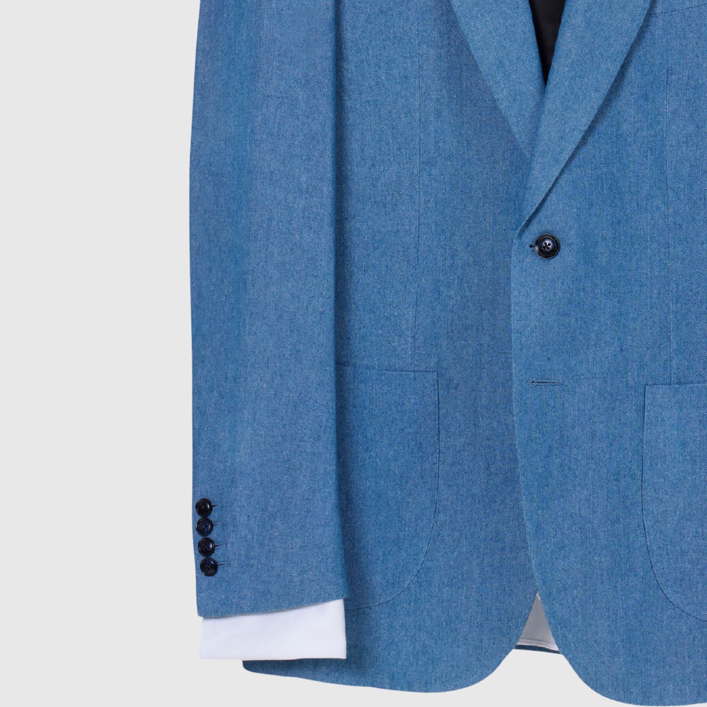 Peak Lapel Lightweight Blue Denim Suit