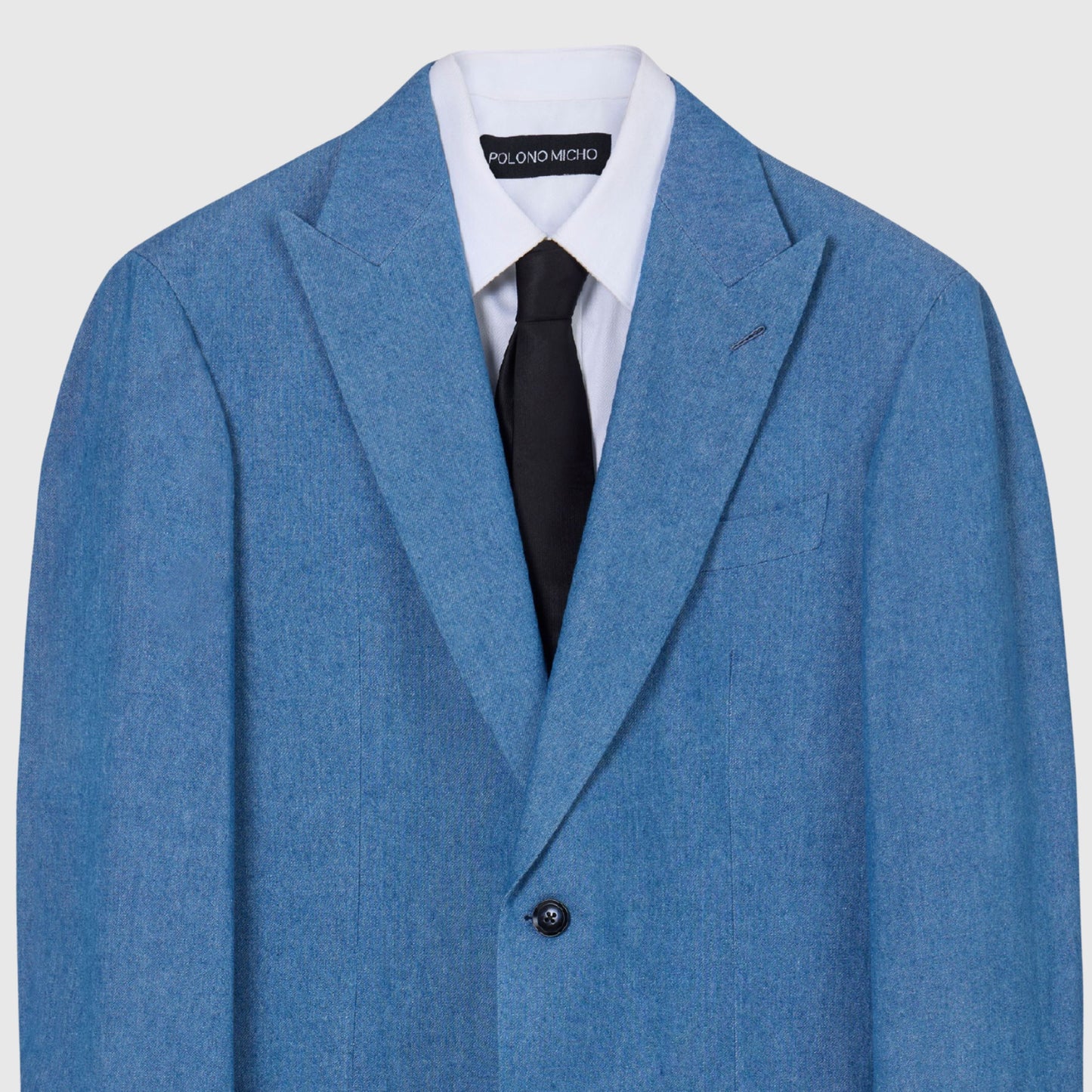 Peak Lapel Lightweight Blue Denim Suit